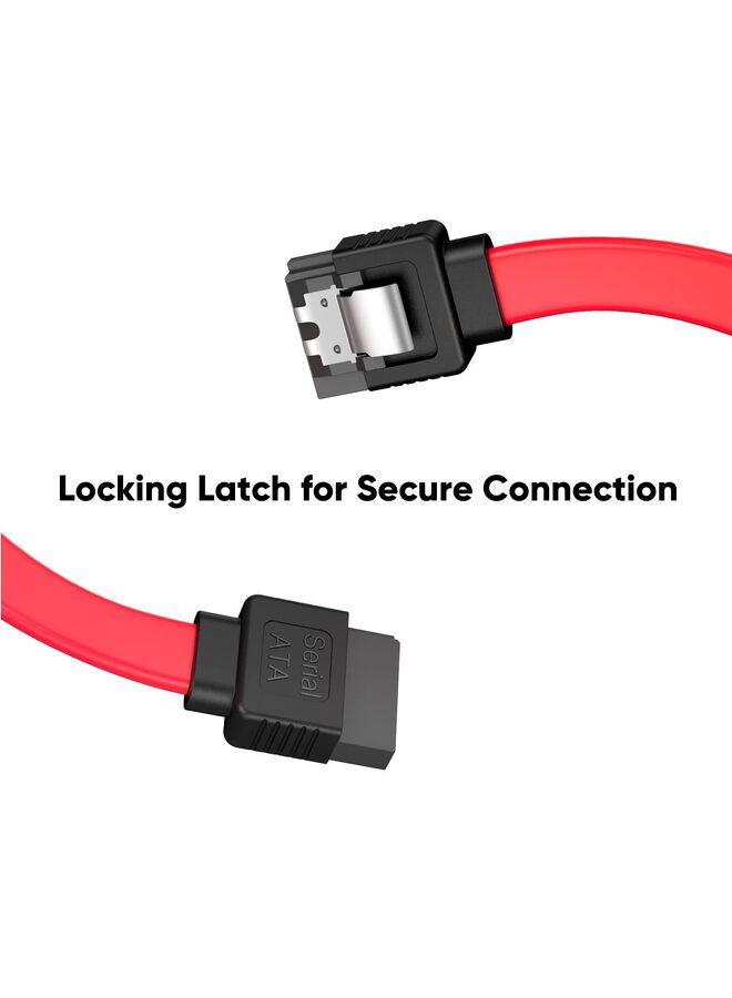 LAMAY 5PCS SATA III Cable 15.6-inch SATA III 6.0 Gbps 7pin Female to Female Data Cable with Locking Latch Red - Image 2