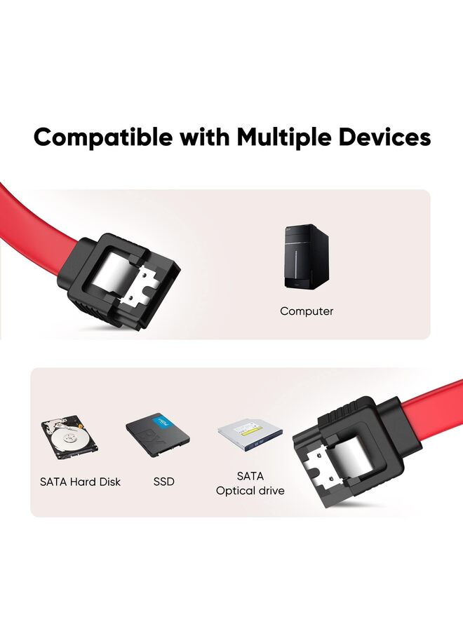 LAMAY 5PCS SATA III Cable 15.6-inch SATA III 6.0 Gbps 7pin Female to Female Data Cable with Locking Latch Red - Image 5