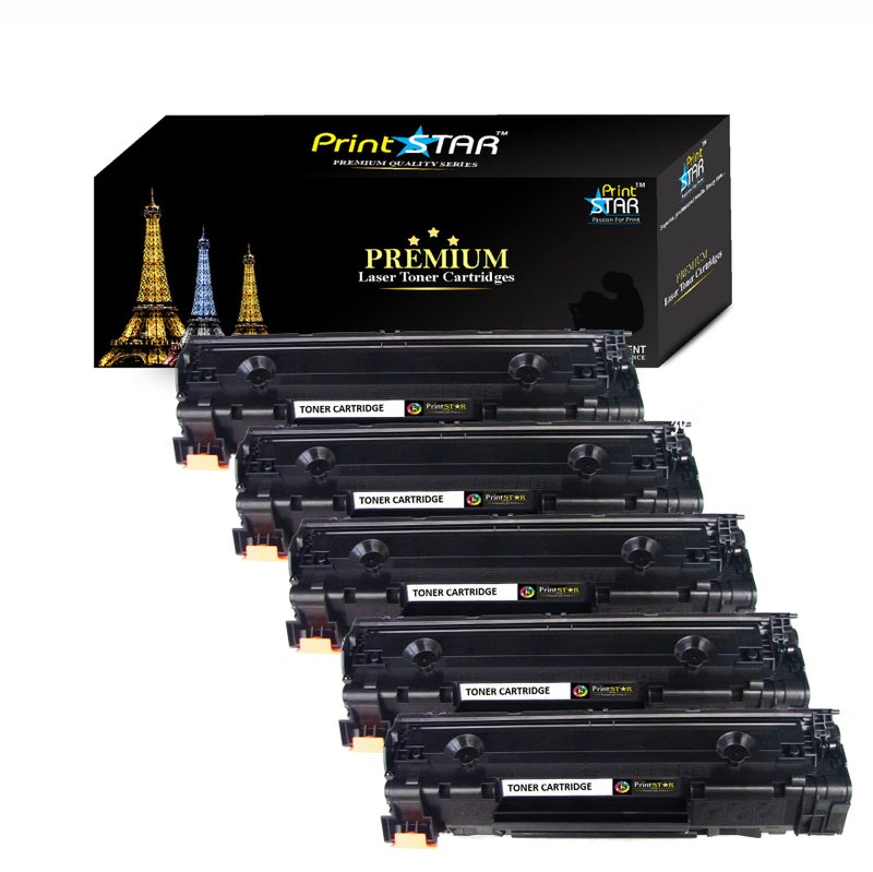 Print Star Canon 3010 Compatible Black Laser Toner Cartridge for Canon MF3010 Monochrome Multi-Function Laser Printer | Smooth Printing | Sharp Text Output (Pack of 5) - Image 1