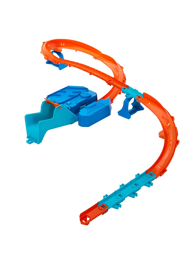 Hot Wheels Car Track Set, Deluxe Building Box With Motorized Booster, 1:64 Scale Vehicle, Speed Snap Track, Boosted Jump Speedway - Image 5