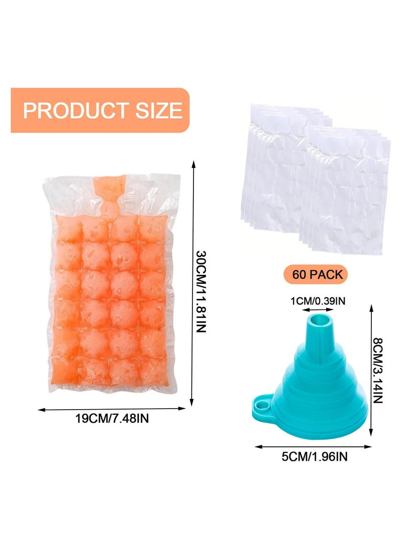 CMGTYYD 60Pack Ice Bags for Ice Cubes, Disposable Freezer Bag with Convenient Funnel, Ice Cube Bags for Parties, Camping, Travel, Kitchen  - Image 2