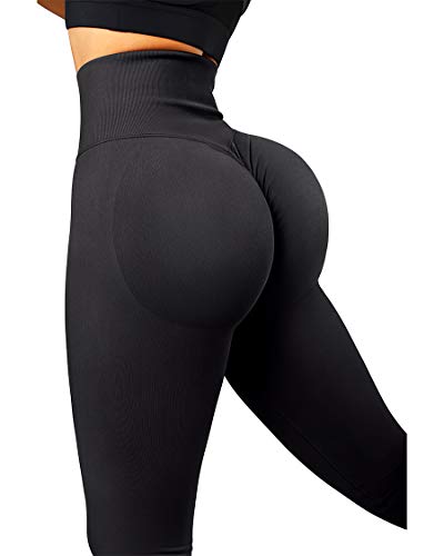 SUUKSESS Scrunch Butt Lifting Seamless Leggings for Women Booty High Waisted Workout Yoga Pants (Black, S) - Image 3