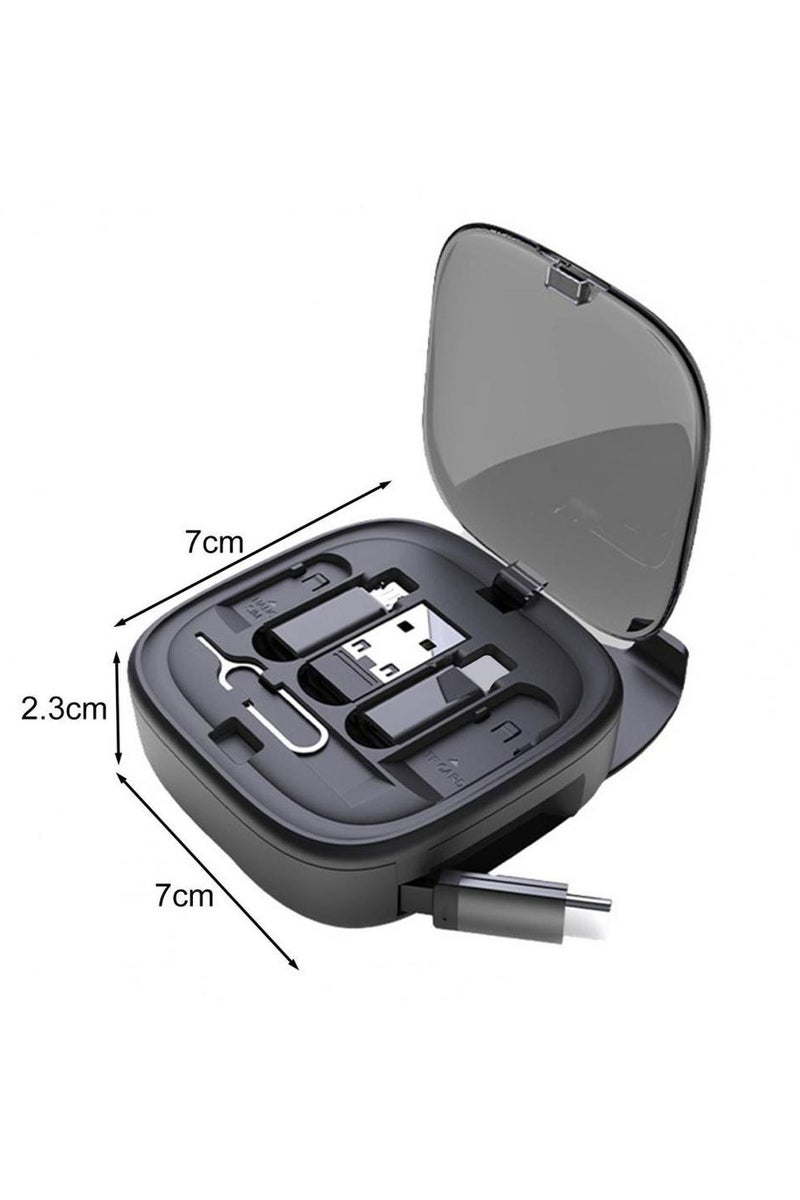 Lenyes Advanced 60W Fast Charging 6-in-1 Solution: Lenyes LB603 Compact Storage Box with Retractable Cable, Multiple Adapters, and Mobile Holder Features - Image 2