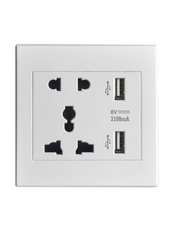 Y&D Universal Wall Socket With Dual USB Port White 8.8 x 3.6centimeter  - Image 1