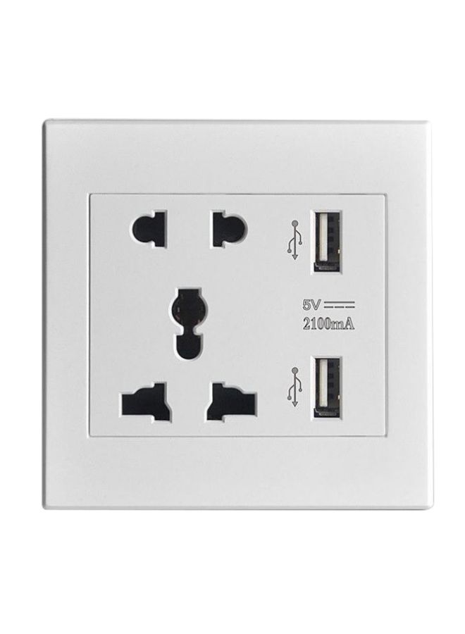 Y&D Universal Wall Socket With Dual USB Port White 8.8 x 3.6centimeter  - Image 1