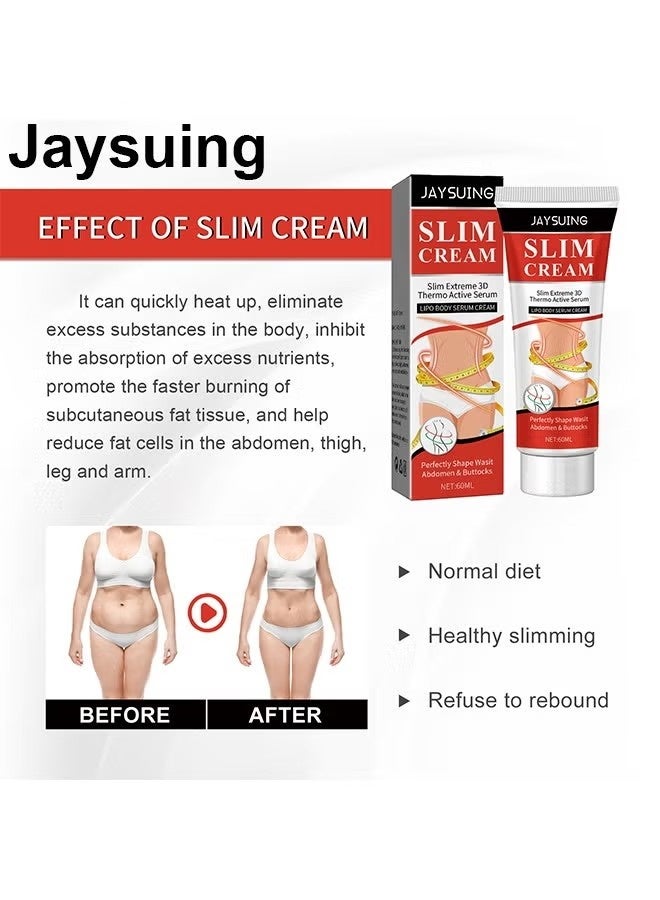 Jaysuing Slim Cream-Lipo Body Serum Cream,Hot Cream Slimming Fat Burning Cream For Belly Waist And Buttocks, Slimming Cream That Burns Fat & Firming And Slimming Cellulite For Women Weight Loss 60ml - Image 5
