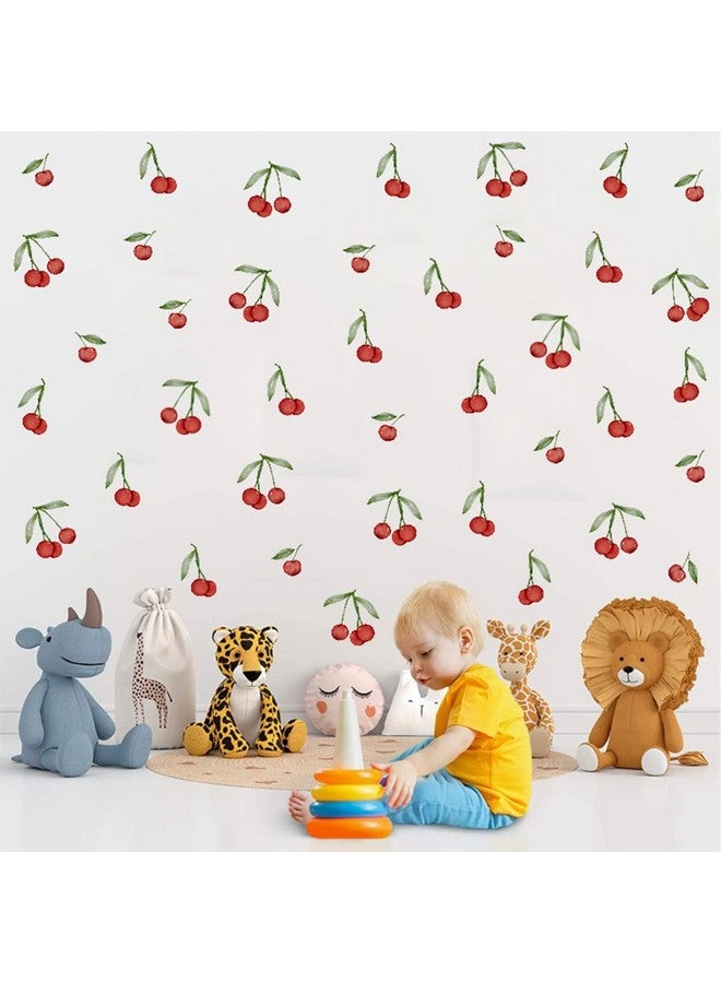 Bamsod Fruit Wall Decals Removable Boho Wall Stickers Peel Stick Cherry Wall Decals Fresh Fruit Wall Stickers for Baby Nursery Kids Bedroom Living Room Home Kitchen (Cherry) - Image 3