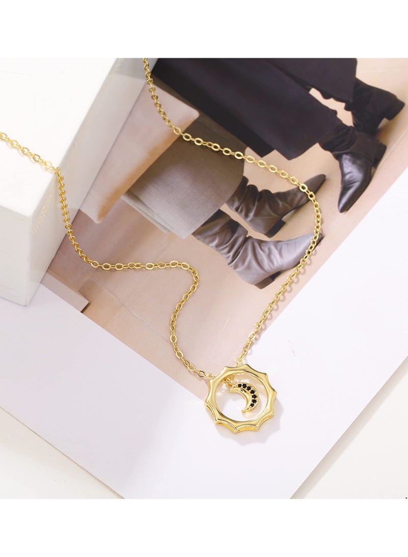 SYOSI Sun Moon Necklace Set Couples Matching Gifts Friendship Pendant Jewelry Celestial Duo Pendants Relationship Symbol Jewelry Astral Love Keepsakes Romantic Pendant Set BFF Necklace Pair for Friendship - Image 3