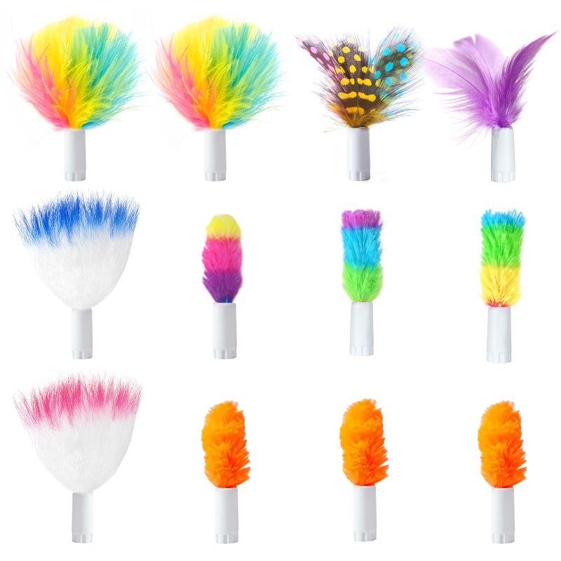 ORSDA 12 Pcs Feathers Replacement and Soft Furry Accessories ONLY Fits Cat Toys Interactive Toys for Indoor CatsNOT fits for Other Brand Toys - Image 2