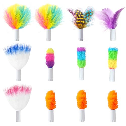 ORSDA 12 Pcs Feathers Replacement and Soft Furry Accessories ONLY Fits Cat Toys Interactive Toys for Indoor CatsNOT fits for Other Brand Toys - Image 1