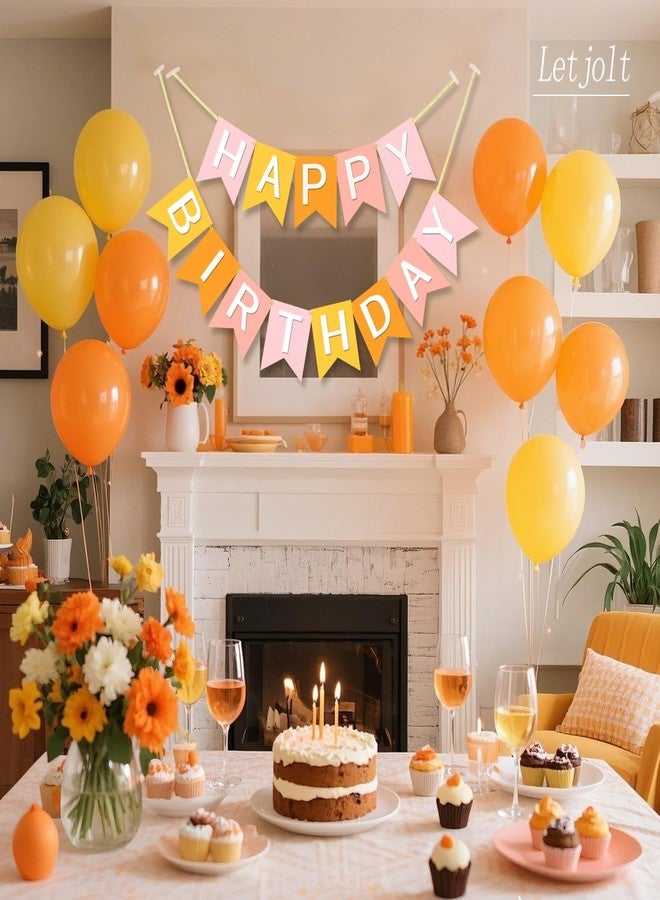 Letjolt Pink Orange Happy Birthday Banner Girls Birthday Theme Party Signs Decorations Supplies Pre - Strung Handmade Garland Indoor & Outdoor - Image 5
