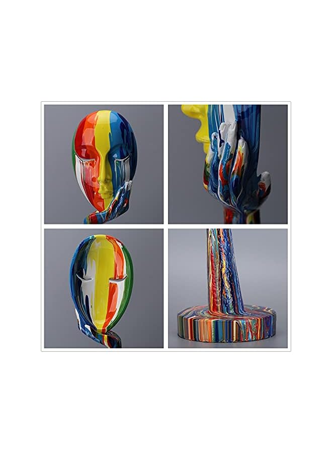 Zaboon تمثال فني بسيط ومبدع ملون لوجه أنثوي مفكر، تمثال تجريدي لشخصية حرفية، زخرفة للمنزل والمكتب وغرفة النوم وغرفة المعيشة والدراسة (كبير 15.3 × 4.9 × 4.9 بوصة) - Image 3