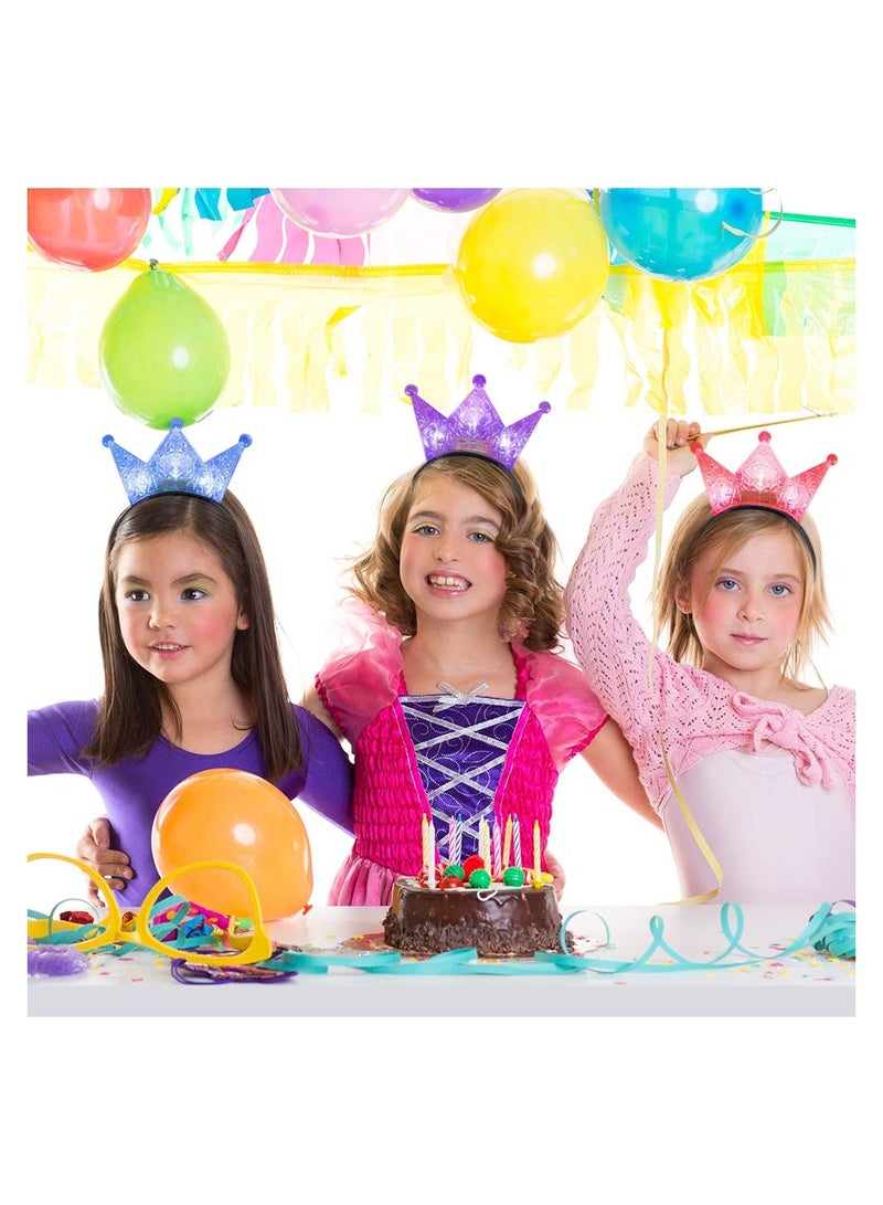 تيجان LED ملونة لحفلات الأطفال مجموعة من 4 أكسسوارات تنكرية مضيئة للأولاد والبنات هدايا عيد الميلاد واحتفالات الأميرات - Image 4