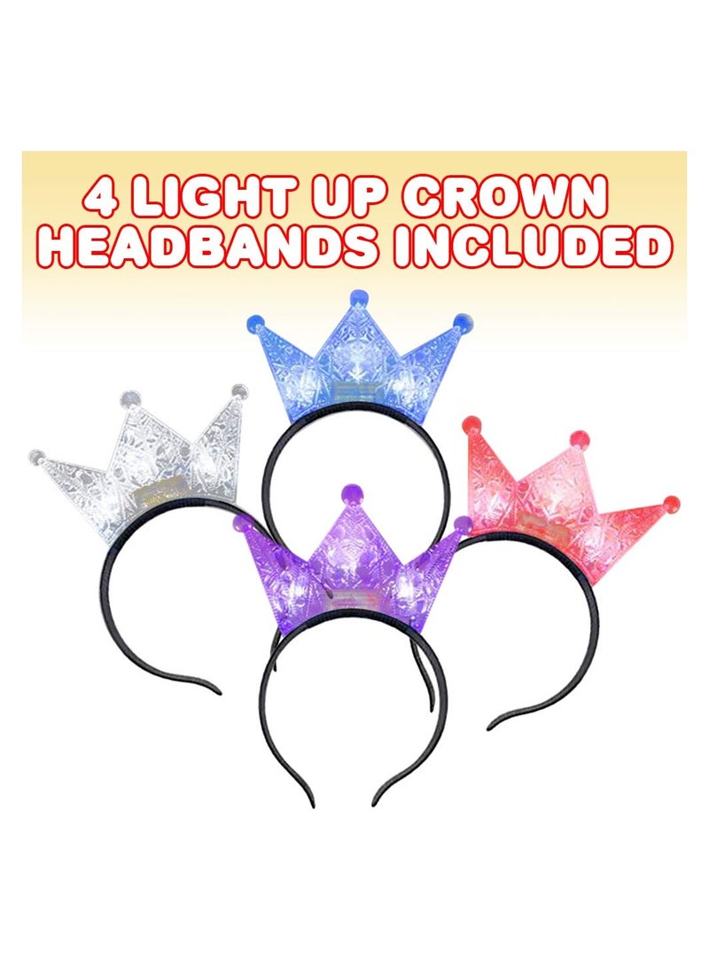 تيجان LED ملونة لحفلات الأطفال مجموعة من 4 أكسسوارات تنكرية مضيئة للأولاد والبنات هدايا عيد الميلاد واحتفالات الأميرات - Image 2