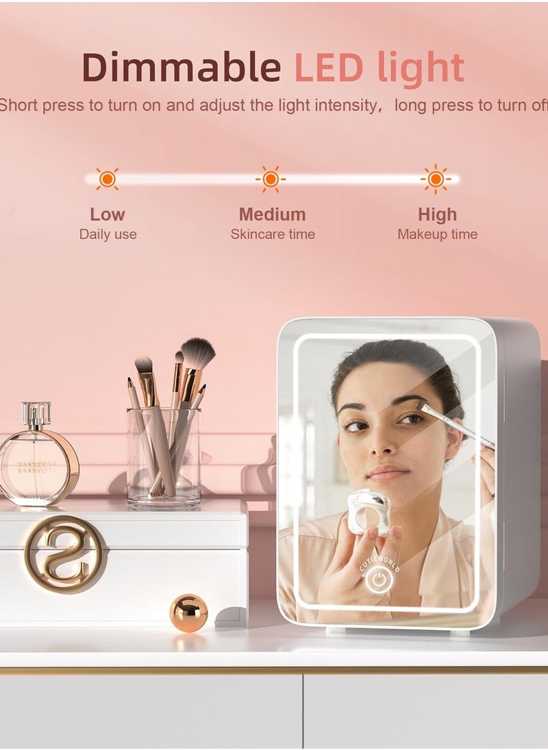 Eworld Skincare Fridge with Dimmable LED Light Mirror, 4L Mini Makeup Fridge – Portable Cooler & Warmer for Bedroom, Car, Office & Dorm – Compact Storage for Skincare, Cosmetics & Food, Assorted Colors  - Image 3