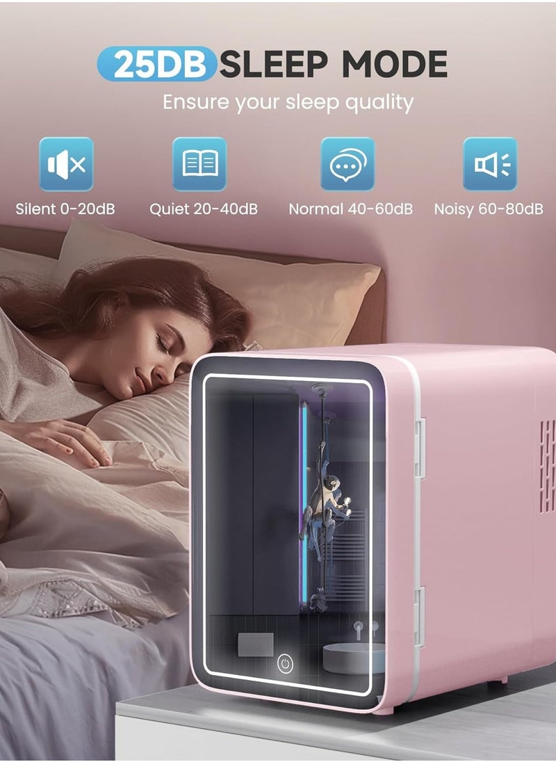 Eworld Skincare Fridge with Dimmable LED Light Mirror, 4L Mini Makeup Fridge – Portable Cooler & Warmer for Bedroom, Car, Office & Dorm – Compact Storage for Skincare, Cosmetics & Food, Assorted Colors  - Image 4