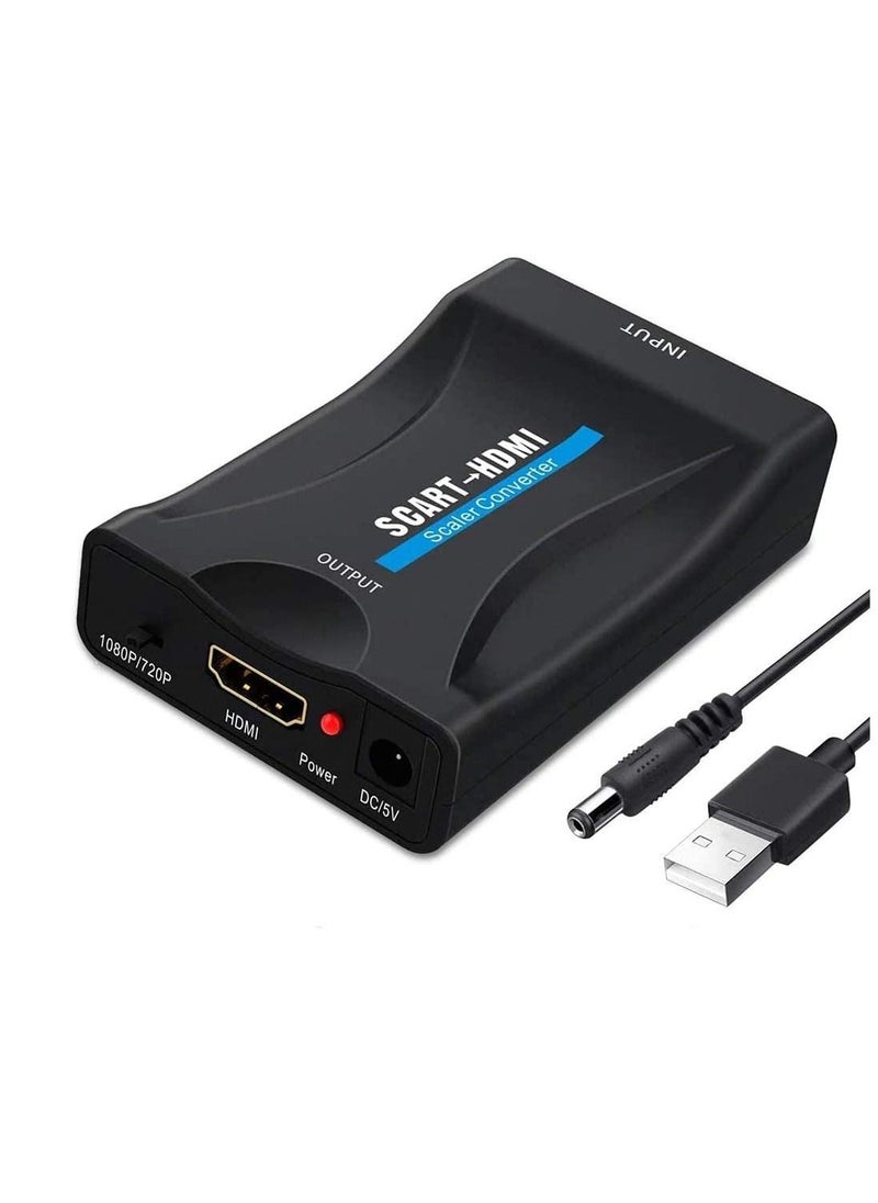 Excefore Scart to HDMI Converter Adapter, Video Audio Converter Support HDMI 720P/1080P Cable for DVD Player to TV  - Image 1