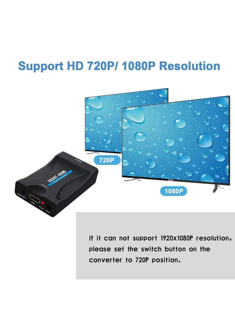 Excefore Scart to HDMI Converter Adapter, Video Audio Converter Support HDMI 720P/1080P Cable for DVD Player to TV  - Image 5