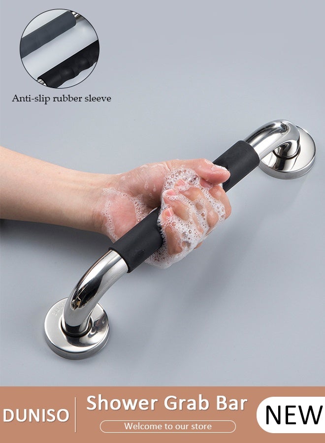 DUNISO 40cm Grab Bars for Bathtubs and Showers,Stainless Steel Safety Shower Handles with Premium Anti-Slip Silicone Sleeve for Children,Elderly,Pregnant,Handicap,Injury,Senior - Image 1