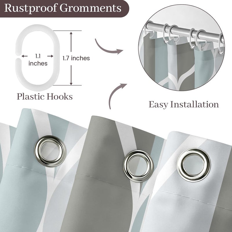 Gelbchu Grey Fabric Shower Curtain, Waterproof Design and Polyester, Quick-Drying, Weighted Hem, Shower Curtains Set for Bathroom W 72 x H 72, Durable and Washable with 12 Hooks - Image 5