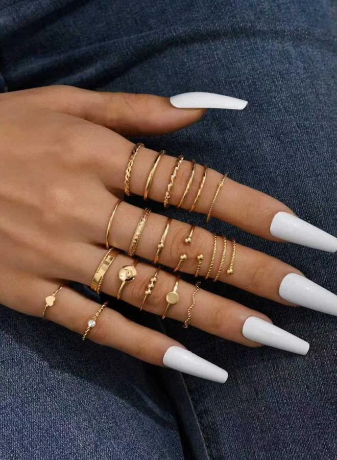 تايك تو مجموعة من 17 خاتم متنوع قابل للتكديس