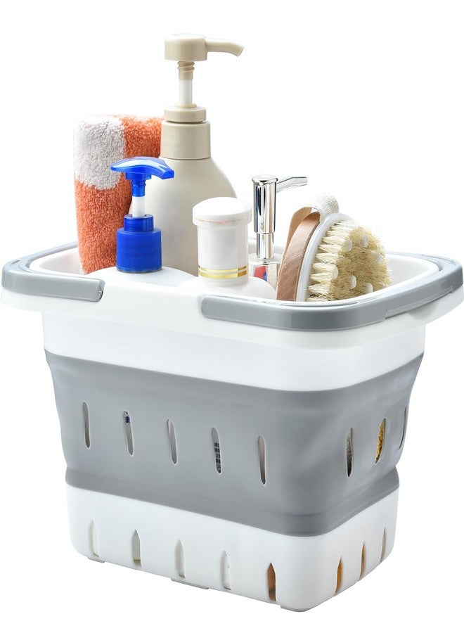 Haundry Portable Shower Caddy Basket, Foldable Caddy Basket with Handles, Collapsible Storage Organizer for Bathroom, Kitchen, College Dorm,Gym (Grey) - Image 1