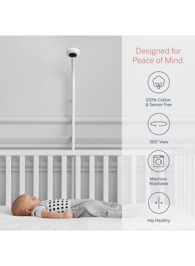 Nanit Breathing Wear Sleeping Bag 100% Cotton Baby Sleep Sack Works With Nanit Pro Baby Monitor To Track Breathing Motion Sensorfree Realtime Alerts Size Small 36 Months Pebble Grey - Image 3