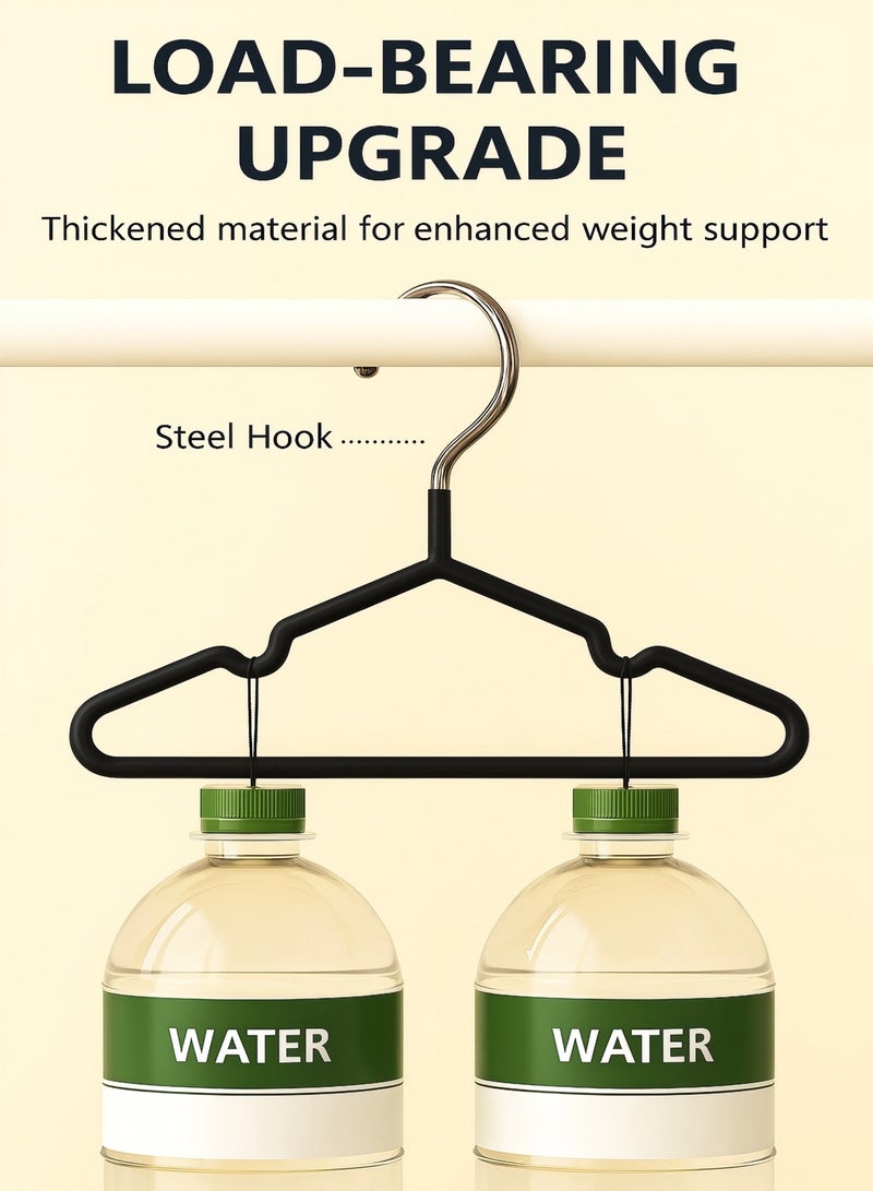 30-Piece Cloth Hangers Sturdy Non-Slip Flocking Cloth Hanger for Clothes Space-Saving Adult Hangers with Chrome Hook, Strong Flocked Hangers for Dresses, Coats, Shirts, Jackets Black - Image 3