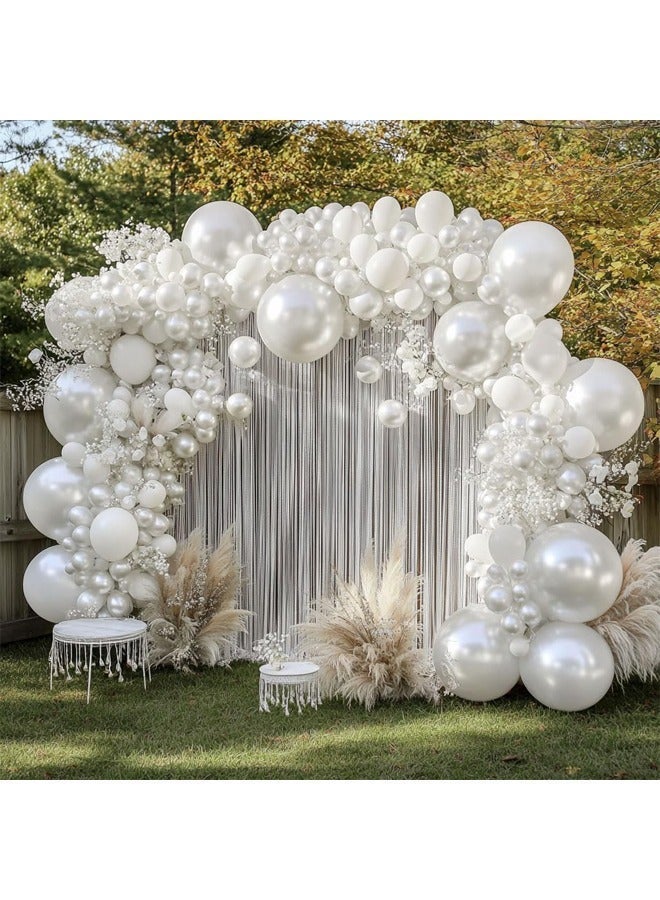 108 قطعة بالونات بيضاء لؤلؤية بأحجام مختلفة وزينة قوس بالونات كريمي لحفلات الزفاف وأعياد الميلاد وحفلات العروس وحفلات استقبال المواليد - Image 5