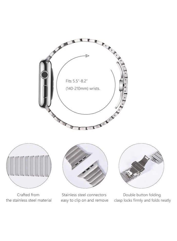 Beauenty Compatible with Apple Watch Ultra 2 Band 49mm 45mm 44mm 42mm 41mm 40mm 38mm,Men and Women Stainless Steel Metal Band for iWatch Series SE/8/7/6/5/4/3/2/1 - Image 5