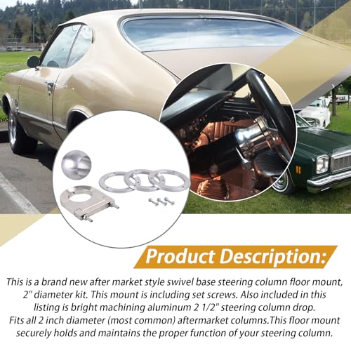 XTPTFABS 2" Swivel Base Floor Mount & 2-1/2" Chrome Steering Column Drop Combo Compatible with SBC BBC 350 454.for Vehicles with 2" Diameter Steering Columns - Image 5