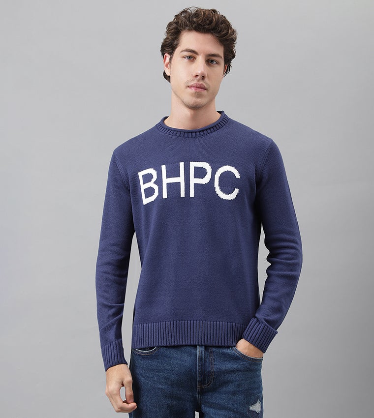 BEVERLY HILLS POLO CLUB Logo Knitted Long Sleeves Sweater