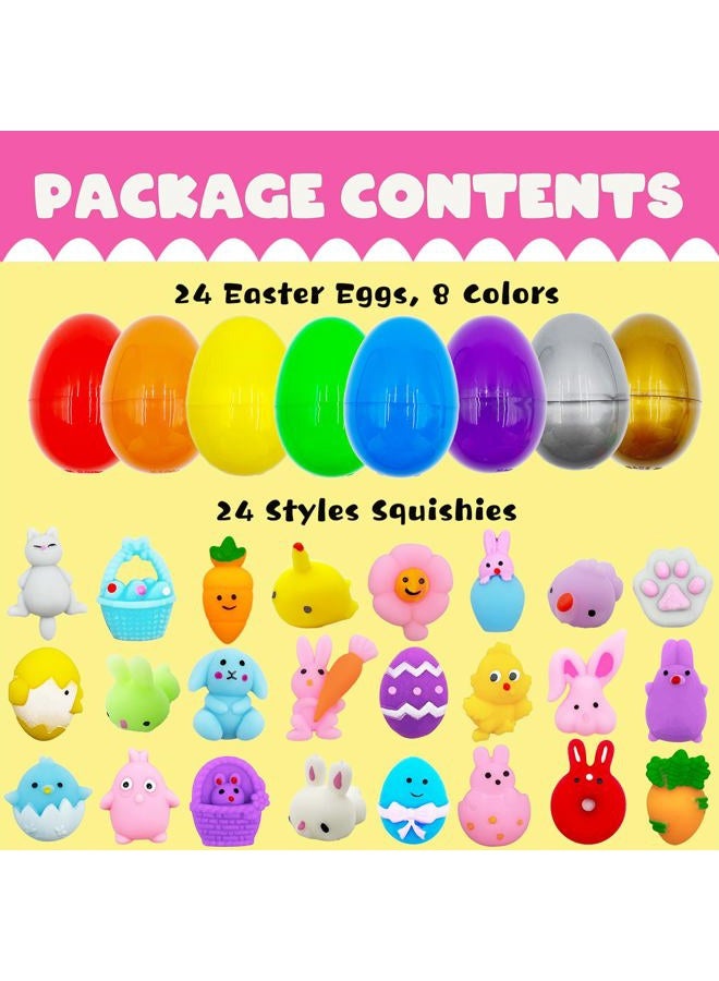 CHHOEAV 24 Pack Easter Mochi Squishy Toys Filled Eggs, Plastic Eggs With Squishies For Hunt, Gifts Kids Boys Girls Party Favors, Basket Stuffers - Image 4
