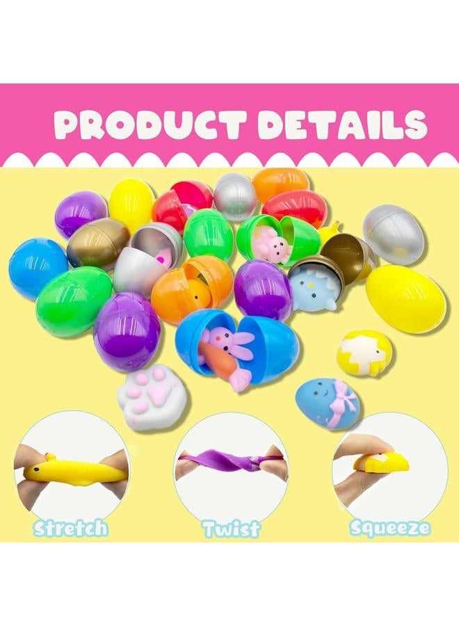 CHHOEAV 24 Pack Easter Mochi Squishy Toys Filled Eggs, Plastic Eggs With Squishies For Hunt, Gifts Kids Boys Girls Party Favors, Basket Stuffers - Image 3