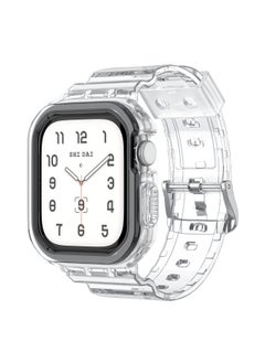 Suitable For Apple WatchS10 Watch Strap AW-10 Generation Ice TPU One-piece Armor Case-Color:Transparent + Black Frame-Dimensions:(S10)42MM