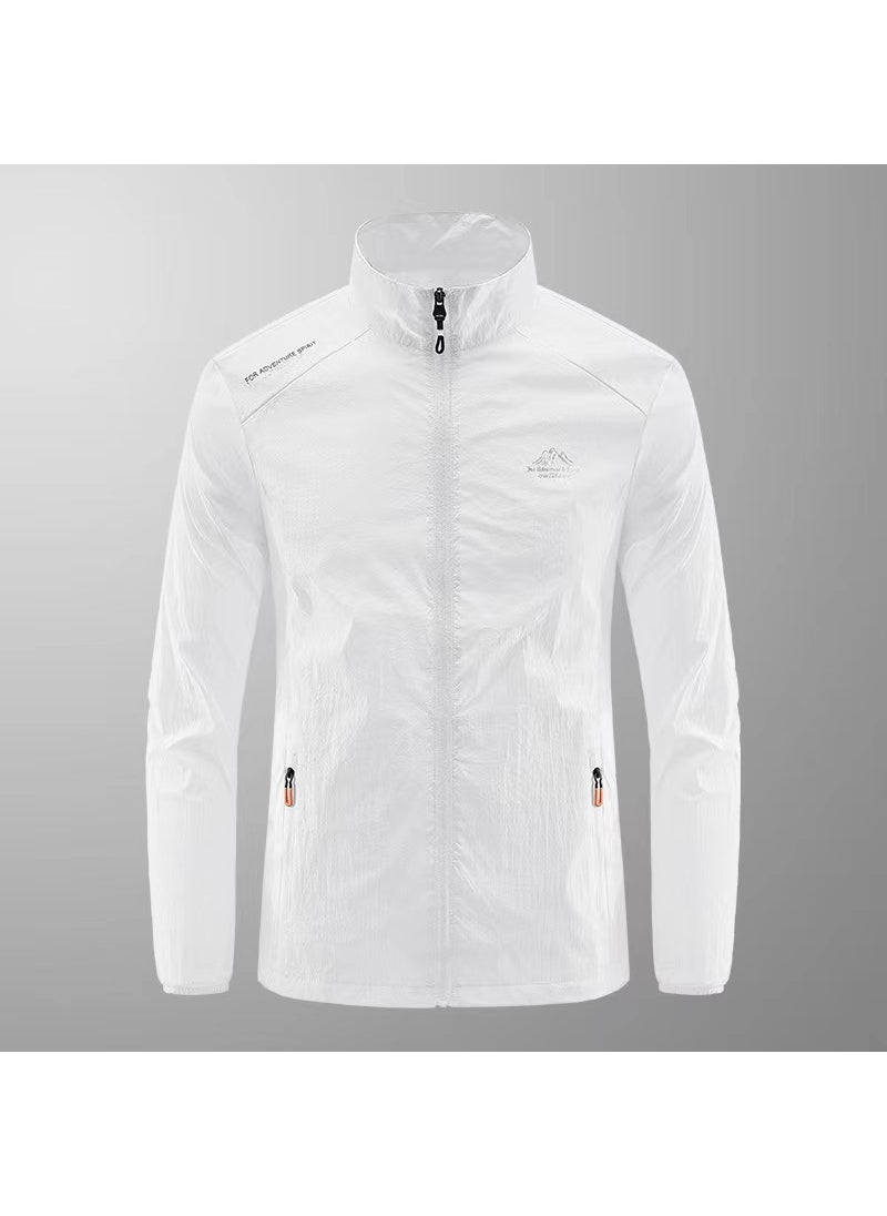 Generic Mens Lightweight Breathable UPF50 Sun Protection Jacket White 