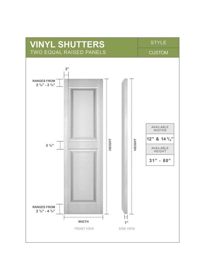 Mid America 00021471002 Standard Size Williamsburg Double Panel Vinyl Shutters, w/Installation Shutter-Lok's & Matching Screws (Per Pair), 002, 14 3/4"W x 71"H, Black - Image 2