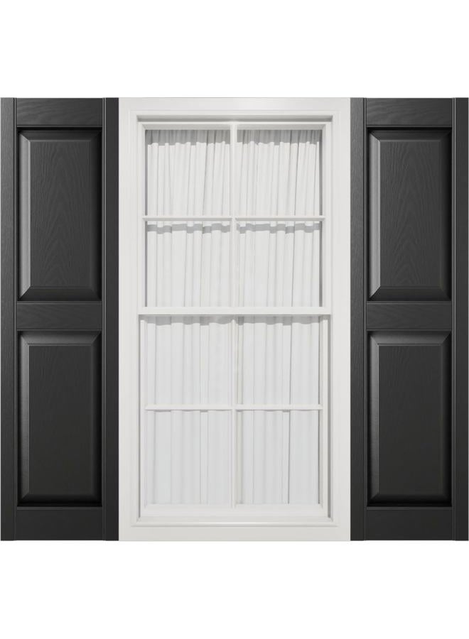 Mid America 00021471002 Standard Size Williamsburg Double Panel Vinyl Shutters, w/Installation Shutter-Lok's & Matching Screws (Per Pair), 002, 14 3/4"W x 71"H, Black - Image 1