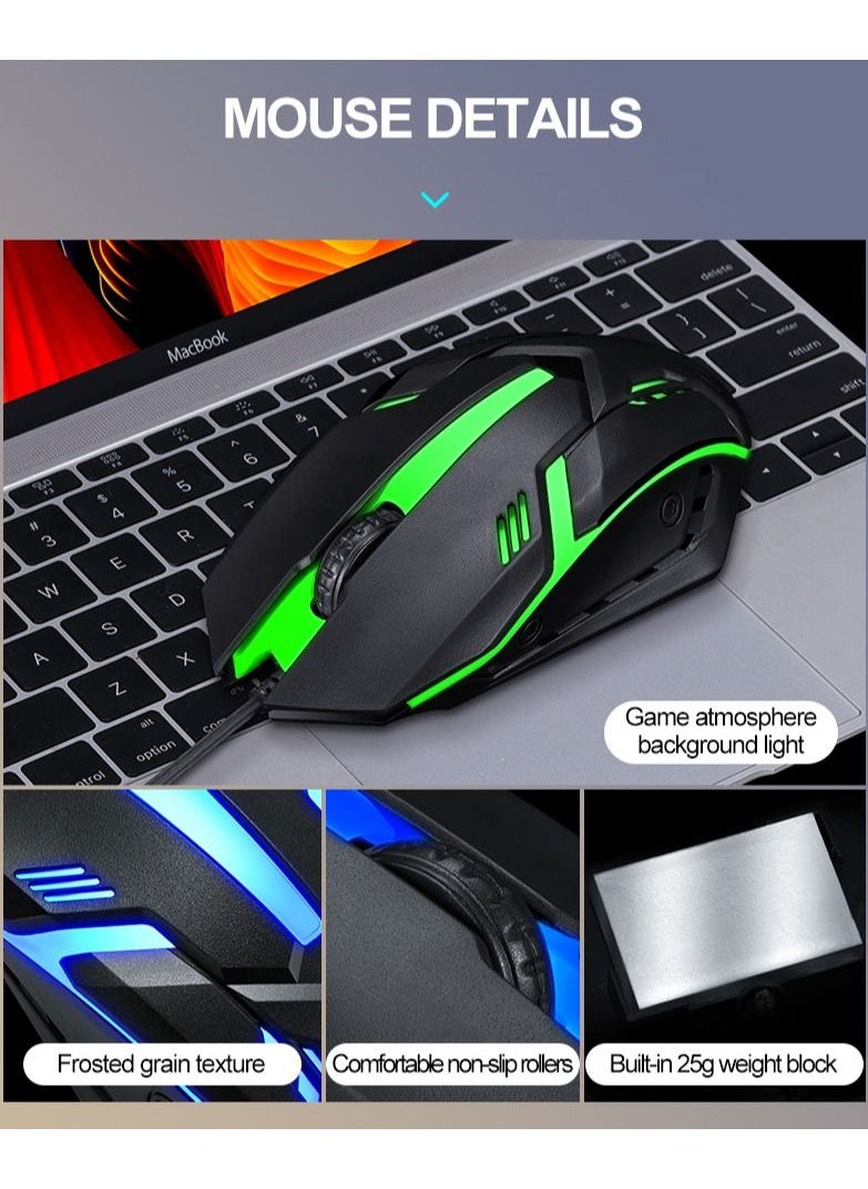 T-WOLF - 104-Key Wired Keyboard Mouse Combo Cool Rainbow Color Backlight Retro Punk Style Suspended Keycaps for Office PC Gaming - Image 1