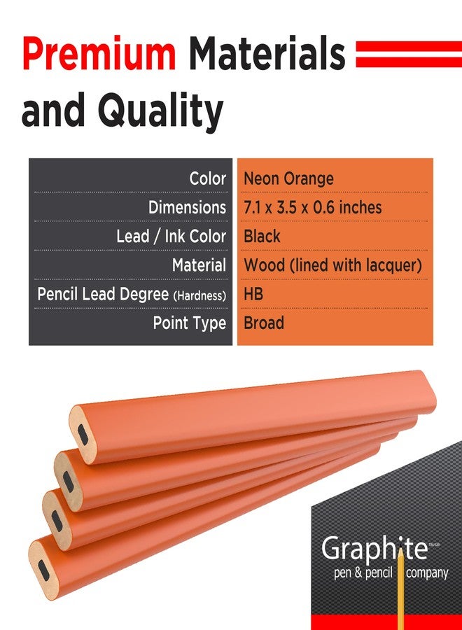 GRAPHITE Hard Lead Carpenter Pencils Bulk - (72) Pieces Lumber Wooden Pencil #2 (HB) - Neon Orange - Image 2