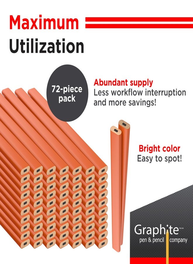 GRAPHITE Hard Lead Carpenter Pencils Bulk - (72) Pieces Lumber Wooden Pencil #2 (HB) - Neon Orange - Image 3