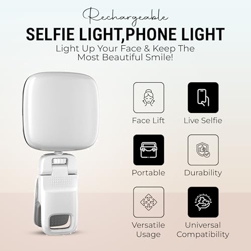 NEWDRU LED Video Light for Laptop & Camera | Rechargeable Adjustable Clip Light for Zoom Meetings, Live Streaming, Video Calls & Vlogging | 2 Color Modes, Type-C Charging, Tripod Mountable - White - Image 3