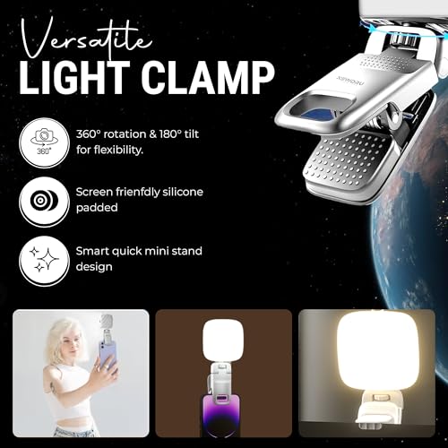 NEWDRU LED Video Light for Laptop & Camera | Rechargeable Adjustable Clip Light for Zoom Meetings, Live Streaming, Video Calls & Vlogging | 2 Color Modes, Type-C Charging, Tripod Mountable - White - Image 2