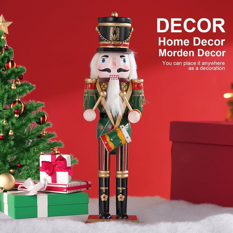 Tpudn Store Christmas Decorations Nutcracker Ornament,12 inch Wooden Traditional Nutcracker,Painted Nutcracker Figures,Festive Collectible Christmas Nutcracker party Tabletop Thanksgiving Decor(The drummer) - Image 5