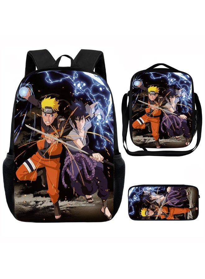 ناروتو حقيبة ظهر ناروتو الجديدة ، مقلمة ، حقيبة كتف ، بدلة من ثلاث قطع ، حقيبة سفر رياضية ترفيهية للرجال والنساء، حقيبة ظهر ذات سعة كبيرة للطلاب لبدء المدرسة - Image 1
