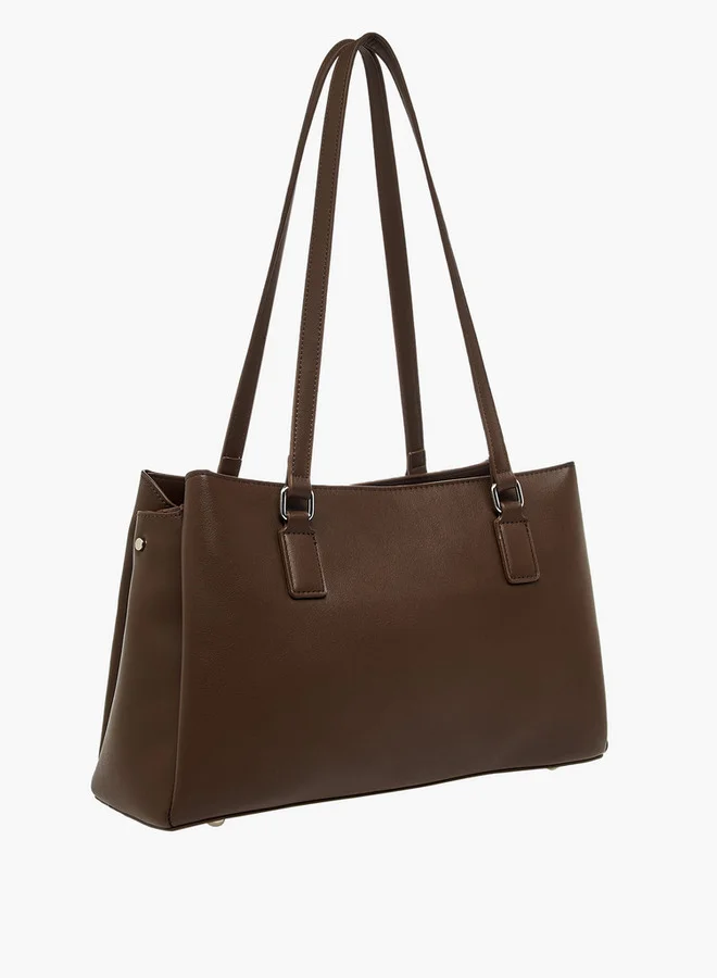 Flora Bella By Shoexpress Women's Solid Shoulder Bag with Double Handle and Zip Closure