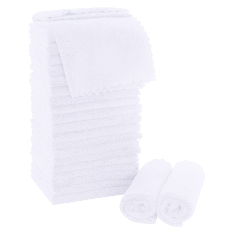 MOONQUEEN Ultra Soft Premium Washcloths Set  12 x 12 inches  24 Pack  Quick Drying  Highly Absorbent Coral Velvet Bathroom Wash Clothes  Use as Bath Spa Facial Fingertip Towel White