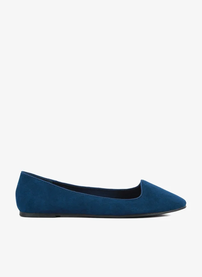 Navy Microfiber Casual Ballerinas