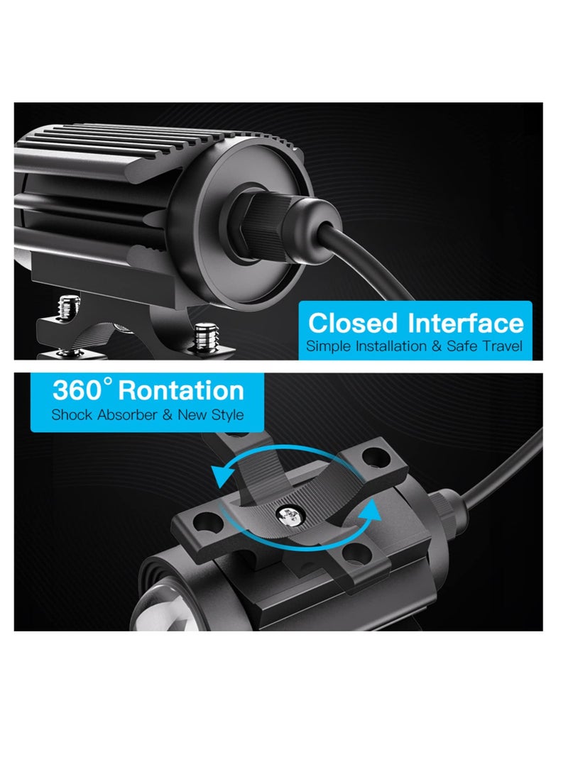 Excefore Motorcycle Driving Headlight Bulbs, 12000LM LED Driving Lights, Tri-Color Mini Led Headlights Fog Lights, 60W 6000K Super Bright Amber White Aux Spotlight, for Truck, ATV, SUV, Golf Cart (2 Pcs) - Image 4