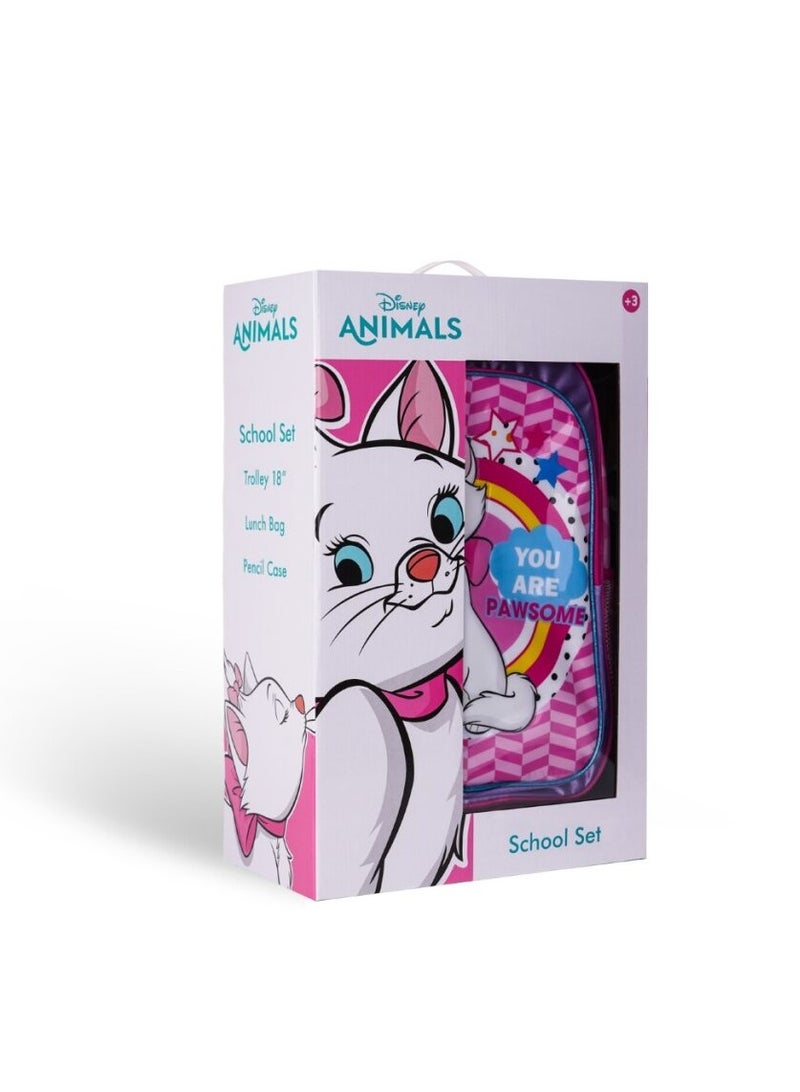 Disney Marie the Cat 3in1 3D Disney Kitty Printed Backpack  Large Capacity Trolley School Bag With Lunch Bag & Pencil Bag  Water Resistant, Perfect for Kids Ages 3-8 - Image 2